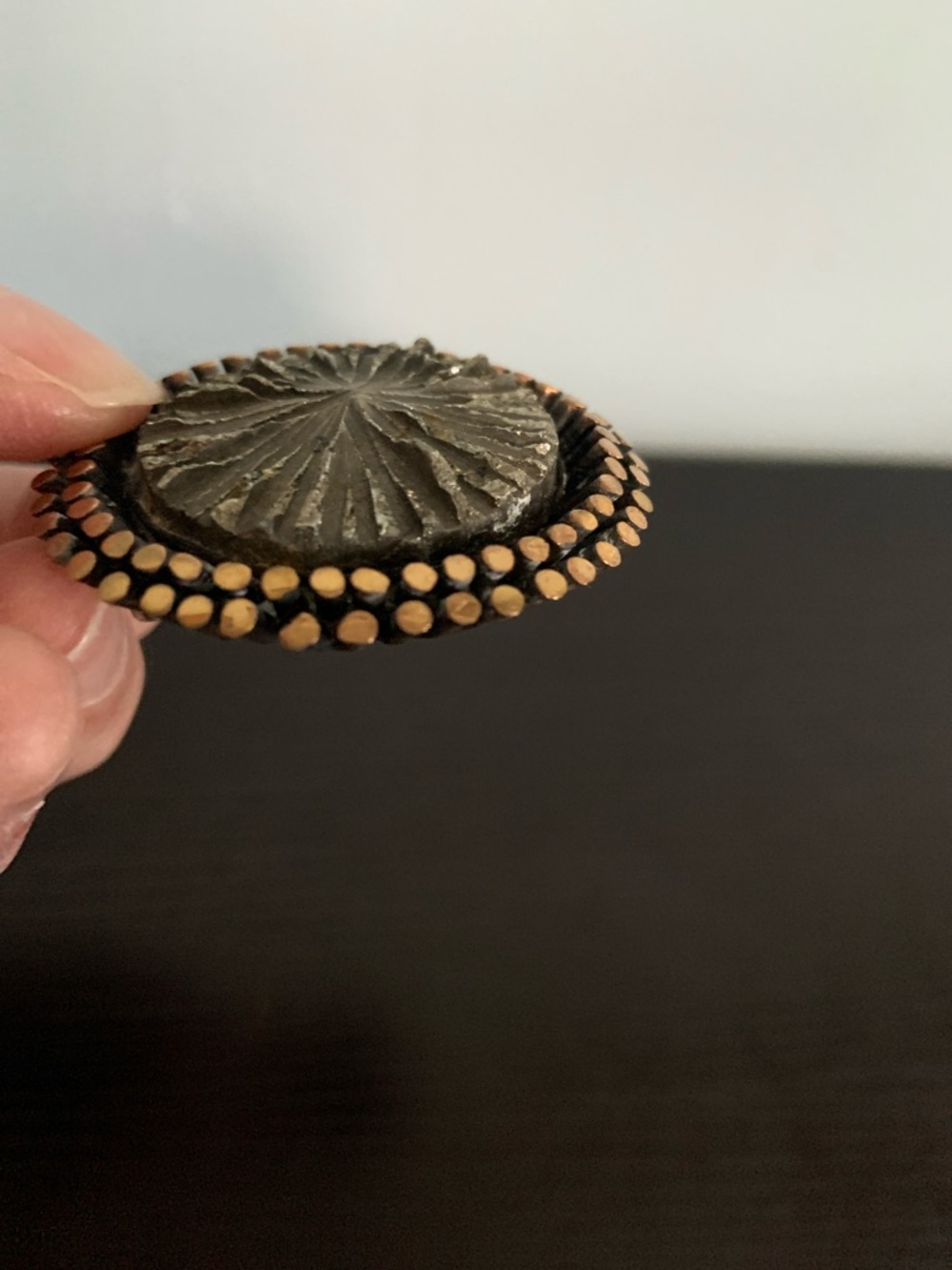 Brutalist Circular Pin Signed ROS Finland - Picture 2 of 6